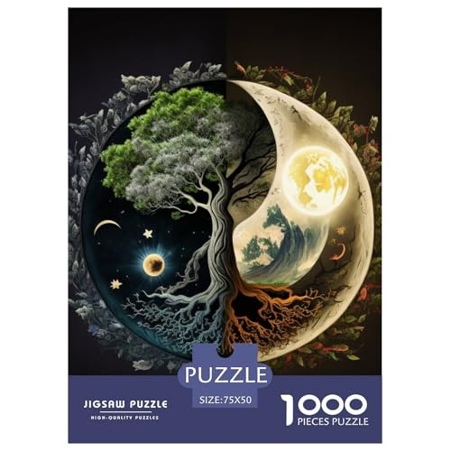 Yin Yang Art 1000-teiliges Puzzle für Teenager, Geschenke, Holzpuzzle, Puzzle für Erwachsene, Lernspiele für zu Hause, DIY-Spielzeug, 1000 Stück (75 x 50 cm) von LMYmoney