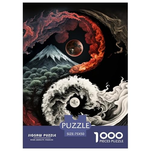 Yin Yang Art 1000-teiliges Puzzle für Teenager, Geschenke, Holzpuzzle, Puzzle für Erwachsene, Lernspiele für zu Hause, DIY-Spielzeug, 1000 Stück (75 x 50 cm) von LMYmoney