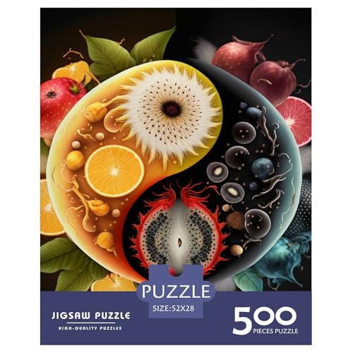 Yin Yang Art 500-teiliges Puzzle für Teenager, Geschenke, Holzpuzzle, Puzzle für Erwachsene, Lernspiele für zu Hause, DIY-Spielzeug, 500 Stück (52 x 38 cm) von LMYmoney