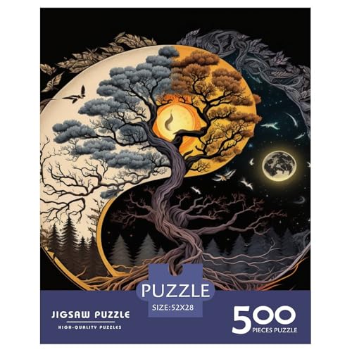 Yin Yang Art Holzpuzzle 500 Teile Puzzle für Erwachsene Lernspiel Herausforderungsspielzeug Heiligabend Geschenke 500 Stück (52x38cm) von LMYmoney