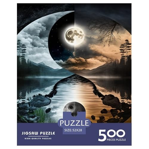 Yin Yang Art Puzzle für Erwachsene, 500 Teile, Puzzles für Erwachsene und Teenager ab 12 Jahren, 500 Teile (52 x 38 cm) von LMYmoney