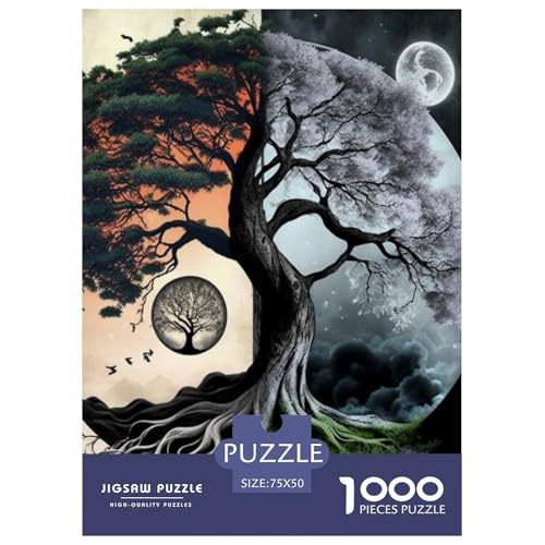 Yin Yang Art Puzzle für Erwachsene und Jugendliche, 1000 Teile, Holzpuzzle für Erwachsene, Puzzles für Jugendliche ab 12 Jahren, 1000 Teile (75 x 50 cm) von LMYmoney