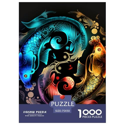 Yin Yang Art Puzzle für Erwachsene und Jugendliche, 1000 Teile, Holzpuzzle für Teenager, Geschenke, Denksportspiel, 1000 Teile (75 x 50 cm) von LMYmoney