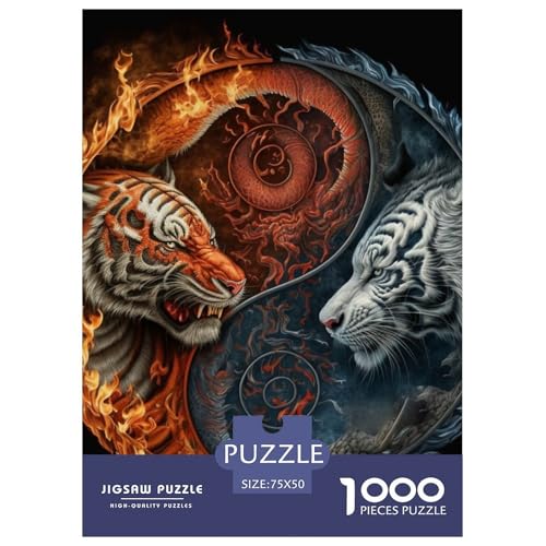 Yin Yang Art Puzzle für Erwachsene und Jugendliche, 1000 Teile, Holzpuzzle für Teenager, Geschenke, Denksportspiel, 1000 Teile (75 x 50 cm) von LMYmoney