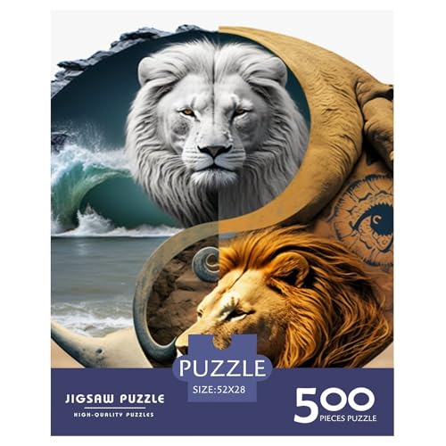 Yin Yang Art Puzzle für Erwachsene und Jugendliche, 500 Teile, Holzpuzzle für Erwachsene, Puzzles für Jugendliche ab 12 Jahren, 500 Teile (52 x 38 cm) von LMYmoney