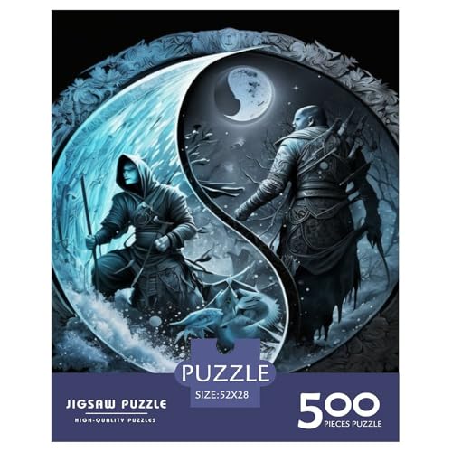 Yin Yang Art Puzzle für Erwachsene und Jugendliche, 500 Teile, Holzpuzzle für Teenager, Geschenke, Denksportspiel, 500 Teile (52 x 38 cm) von LMYmoney