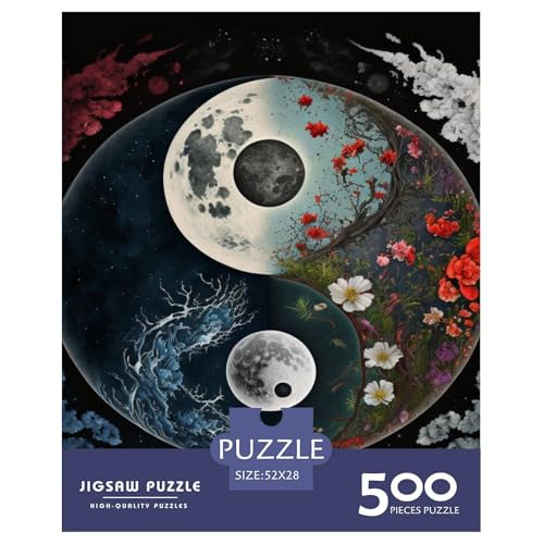 Yin Yang Art Puzzle für Erwachsene und Jugendliche, 500 Teile, Puzzle für Erwachsene, nachhaltige Puzzlespiele, 500 Teile (52 x 38 cm) von LMYmoney