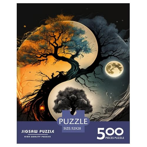 Yin Yang Art Puzzles 500 Teile Holzpuzzles für Erwachsene und Teenager Familienspiel 500 Stück (52x38cm) von LMYmoney