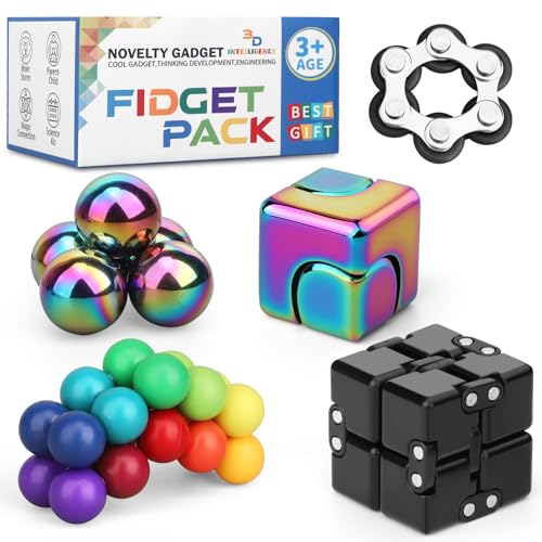 Fidget Spinner Pad Controller Infinity Cube Roller Chain Toy Pack für Erwachsene, Magnet Stein Ball Metall Hand Spinner Cool EDC Gadget Stress Relief Geburtstag Ostern Geschenk Party Bevorzugung von LNCOJOLM