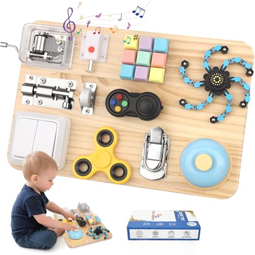 Spinner Busy Board Montessori Spielzeug für Kleinkinder, Fidget Sensorische Reise Spielzeug Lernen Motorische Fähigkeiten für Alter 3 4 5, Geburtstagsgeschenk Bildungsaktivitäten für Jungen Mädchen Spinner Busy Board Montessori Spielzeug für Kleinkinder, Fidget Sensorische Reise Spielzeug Lernen Motorische Fähigkeiten für Alter 3 4 5, Geburtstagsgeschenk Bildungsaktivitäten für Jungen Mädchen von LNCOJOLM