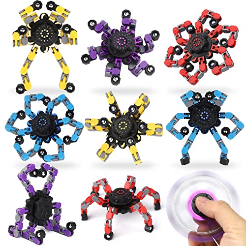 8PCS Roboter Fidget Spinner Spielzeug für Kinder Erwachsene, DIY Verformbare Fingerspitze Gyro Hand Finger Spinning Schreibtisch Spielzeug, Geburtstag Geschenk Klassenzimmer Preise Party Gunst Metall von LNCOJOLM