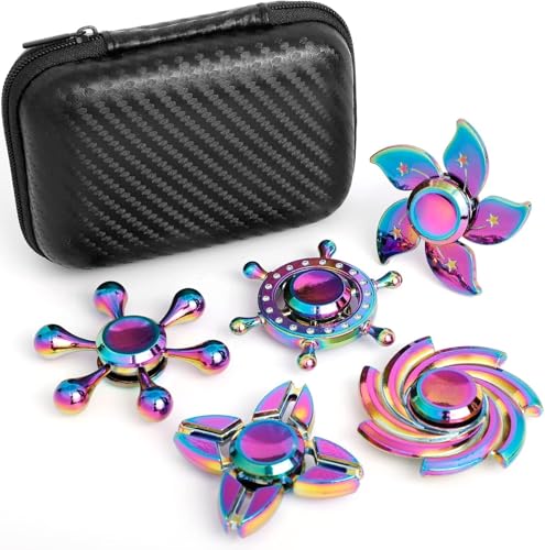 Regenbogen Fidget Spinner Bulk, Finger Hand Spinning Spinner Schreibtisch Spielzeug für Kind Erwachsene Geburtstag Geschenk, Anti Stress Legierung Kleine Gyro Stress Relief von LNCOJOLM