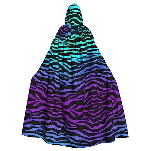 LNEMYQRS Umhang mit Kapuze für Erwachsene mit Kapuze, Zebrastreifen, Violett, Blau, Grün, Camouflage, Zebrastreifen von LNEMYQRS