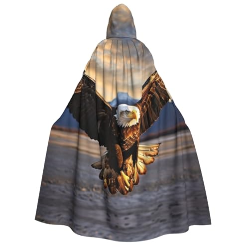 LNNIUK An Eagle3 Print Wizard Hooded Robe Hooded Cape Cloak for Women Halloween Witch Vampire Wizard Raven von LNNIUK