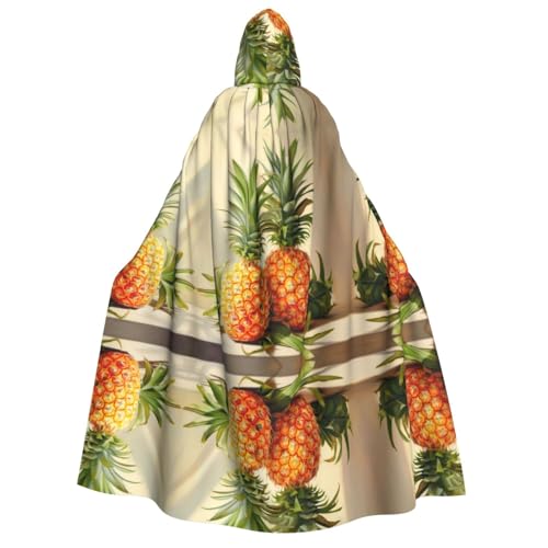 LNNIUK Ananas-Malerei, Druck, Zauberer, Kapuzenmantel, Umhang für Damen, Halloween, Hexe, Vampir, Zauberer, Rabe von LNNIUK