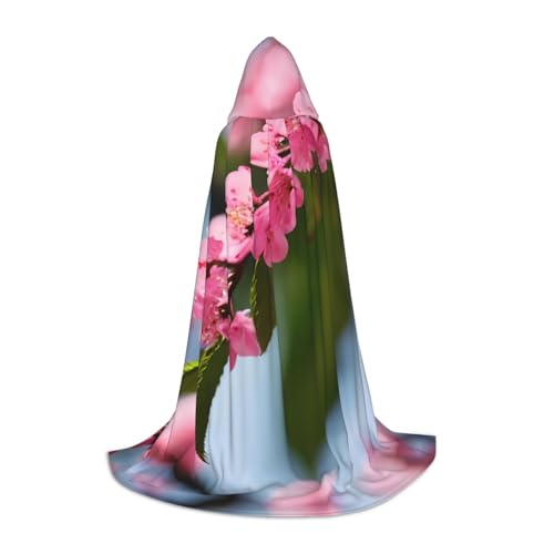 LNNIUK Rosa Kirschblüten 1 Druck Mittelalter Kapuzenumhang Halloween Renaissance Kostüm Wikinger Stil Ranger Uni Umhang von LNNIUK