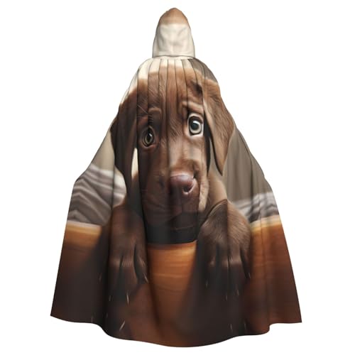 LNNIUK Süßer Labrador-Hundemantel mit Kapuze, langer Umhang, Cosplay, Kostüm, Halloween, Hexe, Cosplay, Robe für Männer und Frauen von LNNIUK