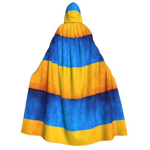 LNNIUK Ukrainischer Flaggenaufdruck, Zauberer, Kapuzenmantel, Umhang für Damen, Halloween, Hexe, Vampir, Zauberer, Rabe von LNNIUK