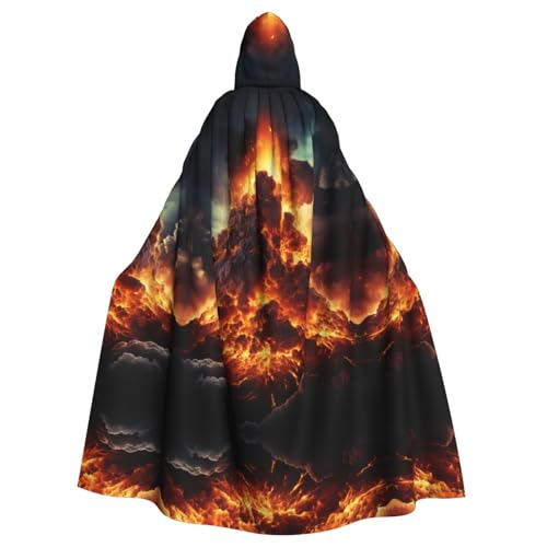 LNNIUK Volcano 3 Druck Kapuzenmantel Umhang Langer Umhang Cosplay Kostüm Halloween Hexe Cosplay Robe für Herren Damen von LNNIUK