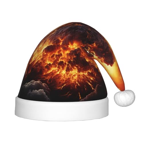 LNNIUK Volcano Weihnachtsmütze mit 3 Drucken, Weihnachtsmannmütze, Weihnachtsmütze für Weihnachtsdekoration, Partyzubehör von LNNIUK