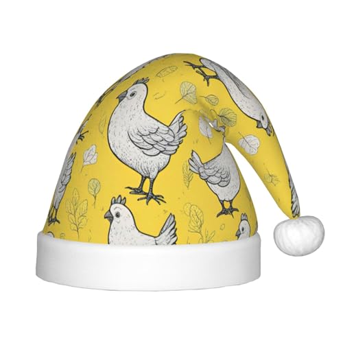 LNNIUK Weihnachtsmütze mit Huhn-Aufdruck, Weihnachtsmannmütze, Weihnachtsmannmütze, Weihnachtsdekoration, Partyzubehör von LNNIUK