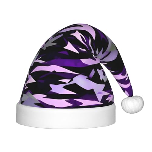 LNNIUK Weihnachtsmütze mit amerikanischem Camouflage-Muster, violetter Druck, Weihnachtsmannmütze, Weihnachtsdekoration, Partyzubehör von LNNIUK