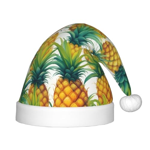 LNNIUK Weihnachtsmütze mit exotischem tropischem Ananas-Druck, Weihnachtsmannmütze, Partyhut, Weihnachtsmütze für Weihnachtsdekoration, Partyzubehör von LNNIUK