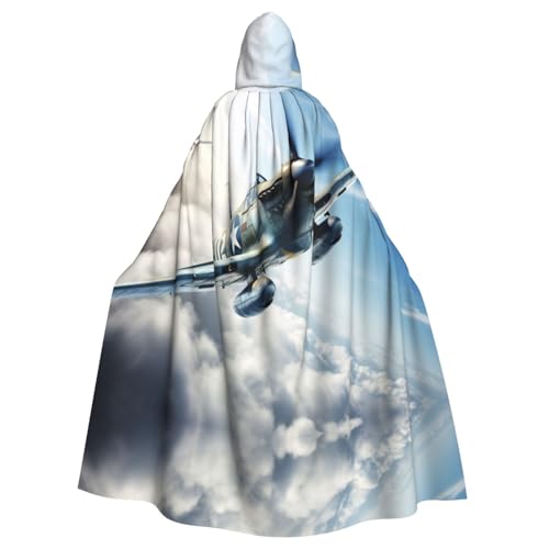 LNNIUK Weltkrieg Flugzeug 1 Druck Kapuzenmantel Umhang Langer Umhang Cosplay Kostüm Halloween Hexe Cosplay Robe für Männer Frauen von LNNIUK