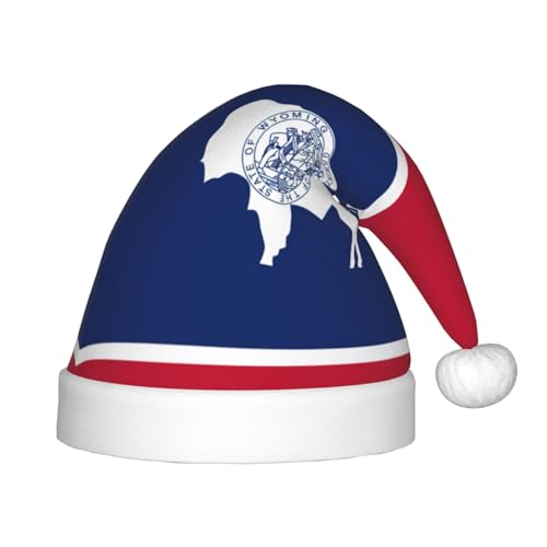 LNNIUK Wyoming State Flag Print Santa Hat Xmas Party Hats Christmas Hat for Christmas Decor Party Supplies von LNNIUK