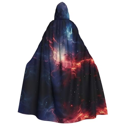 LNNIUK Zauberer-Kapuzenmantel mit Galaxie-Wolkenaufdruck, für Damen, Halloween, Hexe, Vampir, Zauberer, Rabe von LNNIUK