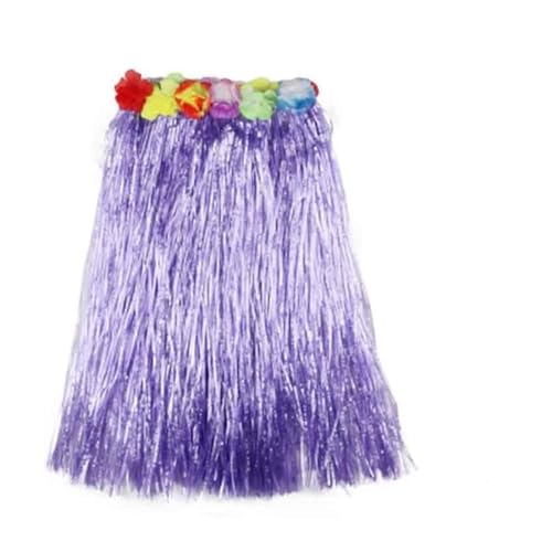 LNNXSZ Hawaii Hula Set 1set Kunststoff Fasern Frauen Gras Röcke Hula-Rock Hawaiian Kostüme 30CM/40/CM60CM/80cm Damen Kleid Up Festliche Party Supplies (Color : Purple, Size : 80cm) von LNNXSZ