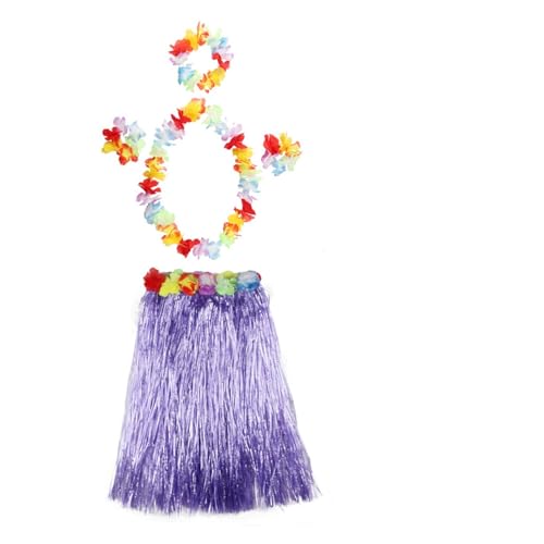 LNNXSZ Hawaii Hula Set 1set Kunststoff Fasern Frauen Gras Röcke Hula-Rock Hawaiian Kostüme 30CM/40/CM60CM/80cm Damen Kleid Up Festliche Party Supplies (Color : Purple garland, Size : 60cm) von LNNXSZ