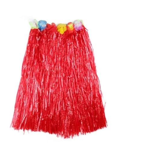 LNNXSZ Hawaii Hula Set 1set Kunststoff Fasern Frauen Gras Röcke Hula-Rock Hawaiian Kostüme 30CM/40/CM60CM/80cm Damen Kleid Up Festliche Party Supplies (Color : Red, Size : 60cm) von LNNXSZ