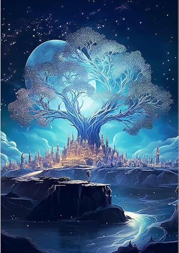 Leuchtender Baum in der Nacht – 2000-teiliges Papierpuzzle – Lernspiele für die Familie, Puzzle für Teenager 70X100cm von LNTYW