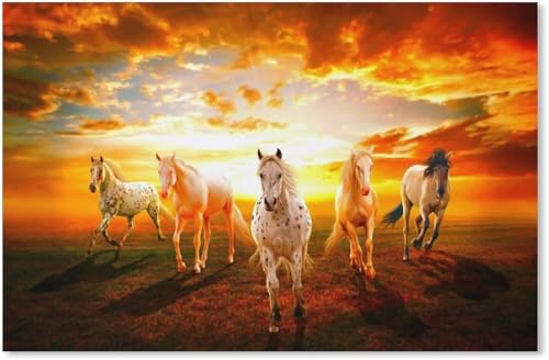 Puzzle 1000 Teile Papierpuzzle für Erwachsene Tier Pferd Sonnenuntergang Landschaft Erwachsene Teenager Große Familien Puzzlespiel 38x52cm von LNTYW