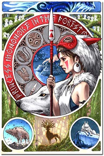 Puzzle 1000 Teile Prinzessin Mononoke Poster Anime Film Silk Poster Miyazaki Comic Poster PapierFür Erwachsene Kinder Spiele Lernspielzeug50x70cm von LNTYW