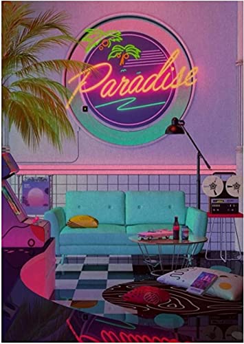 Puzzle 2000 Teile 80S Synthwave Poster PapierSpielzeug für Erwachsene Dekompressionsspiel70x100cm von LNTYW