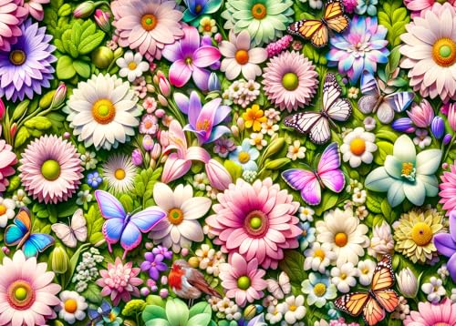 Puzzle 2000 Teile für Erwachsene, Puzzle für Erwachsene, 2000-teiliges Puzzle, Lernspiele – Schöne Blumen – Dekorationspuzzle, 70 x 100 cm von LNTYW