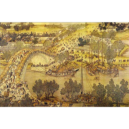 Puzzle für Erwachsene, 1000 Teile, entlang des Flusses während des Qingming-Festes, anspruchsvolle Familienspiele, Heimdekorationsgeschenke, 26 x 38 cm von LNTYW