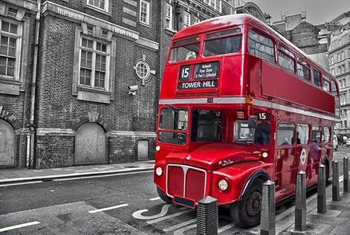 Puzzle für Erwachsene 2000 Teile Vintage London Bus, anspruchsvolle Spiele für die Familie, Heimdekoration, Geschenke, 70X100cm von LNTYW