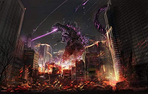 Puzzles 1000 Teile für Erwachsene Film Godzilla Pädagogisches Intellektuelles Dekompressionsspielzeug Spaß Familienspiel für Kinder Erwachsene38x52cm von LNTYW