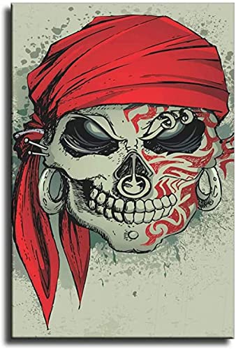 Roter Turban Schädel Poster PaperJigsaw Puzzle 1000 Teile Spielzeug für Erwachsene Dekompressionsspiel26x38cm von LNTYW