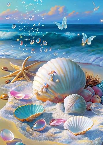 Schöne Muscheln am Meer – 1000-teiliges Papierpuzzle – Lernspiel, Heimdekoration, Puzzle, 50 x 70 cm von LNTYW