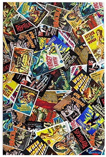 Vin-Tage Movie Collage 1000 Teile Puzzles Für Kinder Erwachsene Erwachsene Puzzles Puzzle Familienpuzzle Spiele-Weiß-1000PCS-Weiß38x52cm von LNTYW