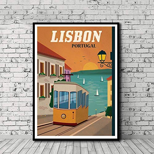 Vintage Reise Puzzles Puzzle, Erwachsene Lissabon Stadt Weltkarte 1000 Stück Papier Puzzles, Kinder Kinder Lernspielzeug 38x52cm von LNTYW