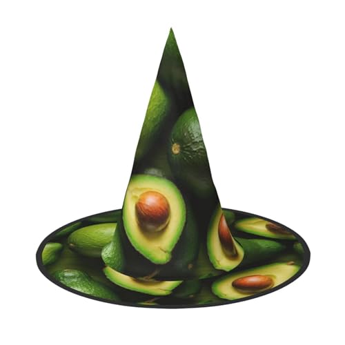 LNWZBEQI Avocado Muster Druck Halloween Hut für Frauen Erwachsene Hexen Cosplay Zubehör Faltbarer Spitzhut von LNWZBEQI