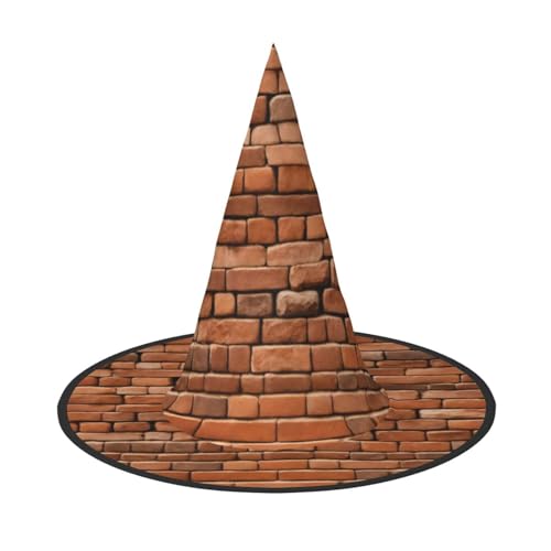 LNWZBEQI Old Brick Wall Print Halloween Hut für Frauen, Erwachsene Hexen Cosplay Zubehör, Faltbarer Spitzhut von LNWZBEQI