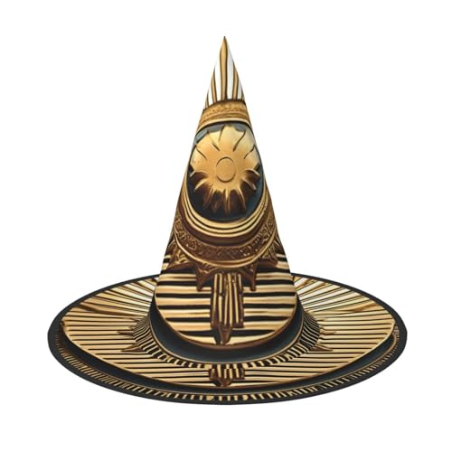 LNWZBEQI Sun Old Egyptian Timeless Grace Print Halloween Hat For Women Adult Hexen Cosplay Accessories, Foldable Pointed Hat von LNWZBEQI