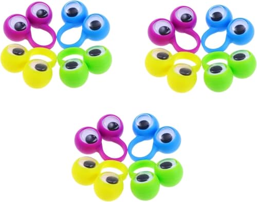 12 Stück Auge Fingerpuppe Auge auf Wiggly Googly Eyeball Ring für Füller Geburtstag Ostern Party Favorit Puppets und Puppet Theaters von LNYMZD