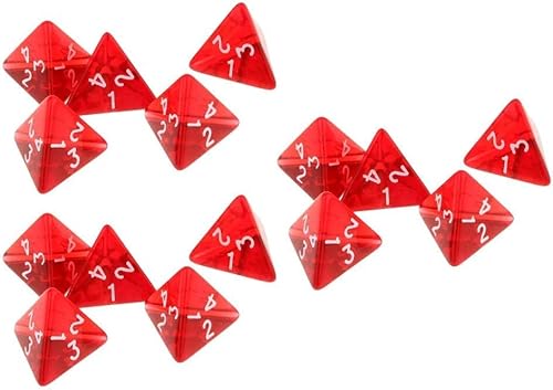 15Pcs teiliges rotes Würfel-Set D4 Vierseitige Edelsteinwürfel 2cm 4-Würfel-RPG-Würfel-Spieler-Zubehör Langlebig und nützlich,Würfelspiele,Spiele,Spielzeug von LNYMZD